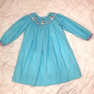 Smocked Snowman Corduroy Dress